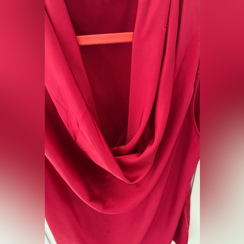Red/Wine Satin Cowl-Neck Charm Blouse – Size M – Elegant & Versatile- Worn once - Picture 6 of 10